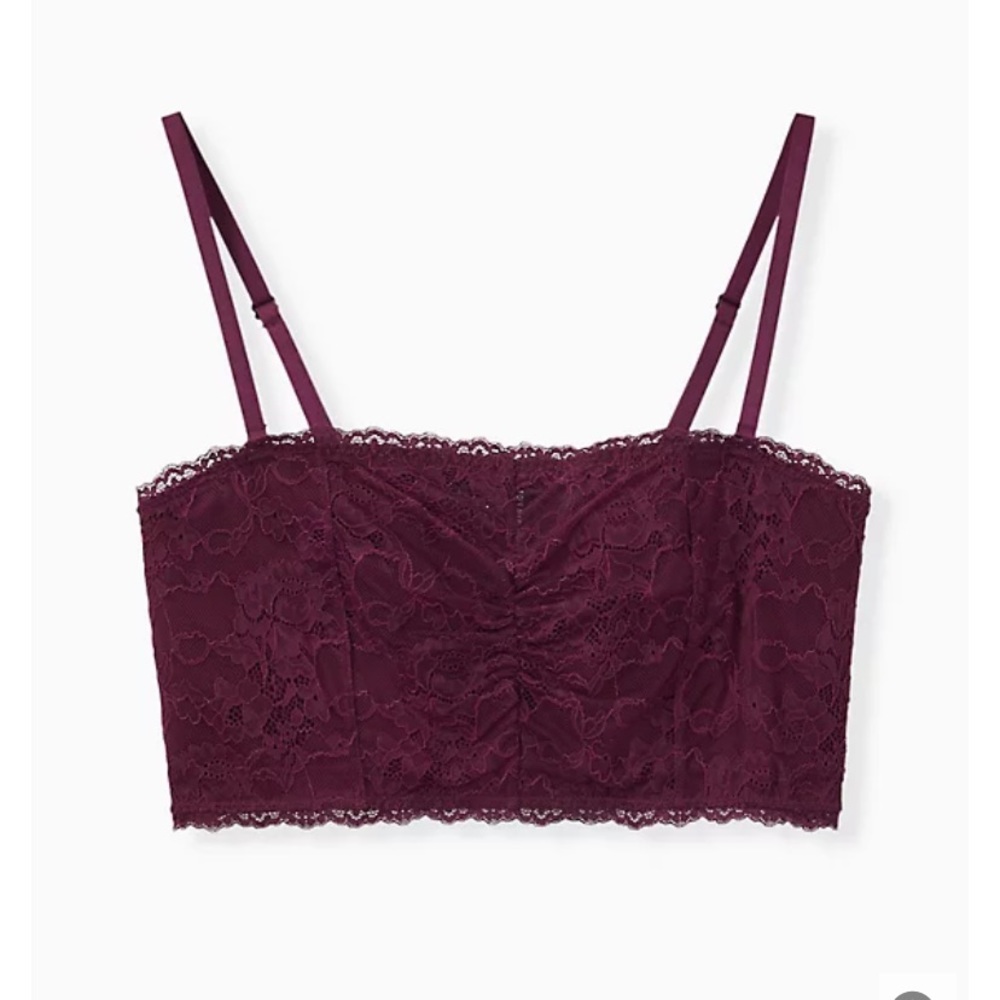 Torrid Burgundy Lace Bandeau Bralette Bra size 00